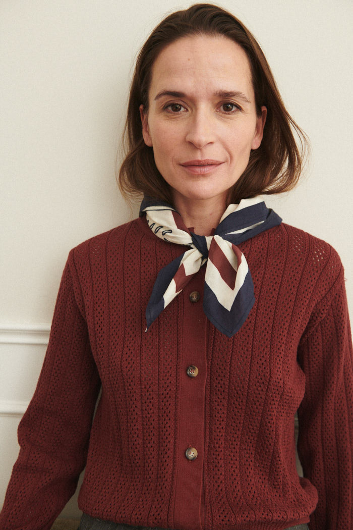 Basic Apparel Lorri Scarf Halstørklæder 834 Sky captain / Bordeaux truffle / birch